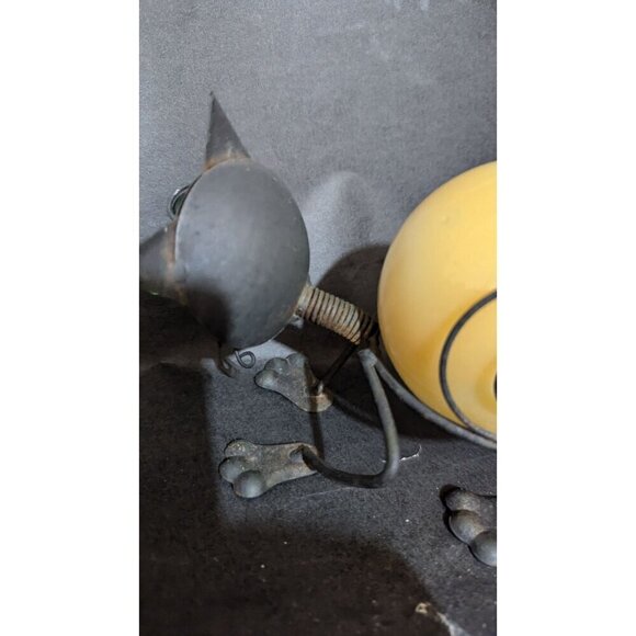 Metal  Glass Cat Figurine With Green Eyes cat lovers Halloween  bobbing head - Picture 7 of 8